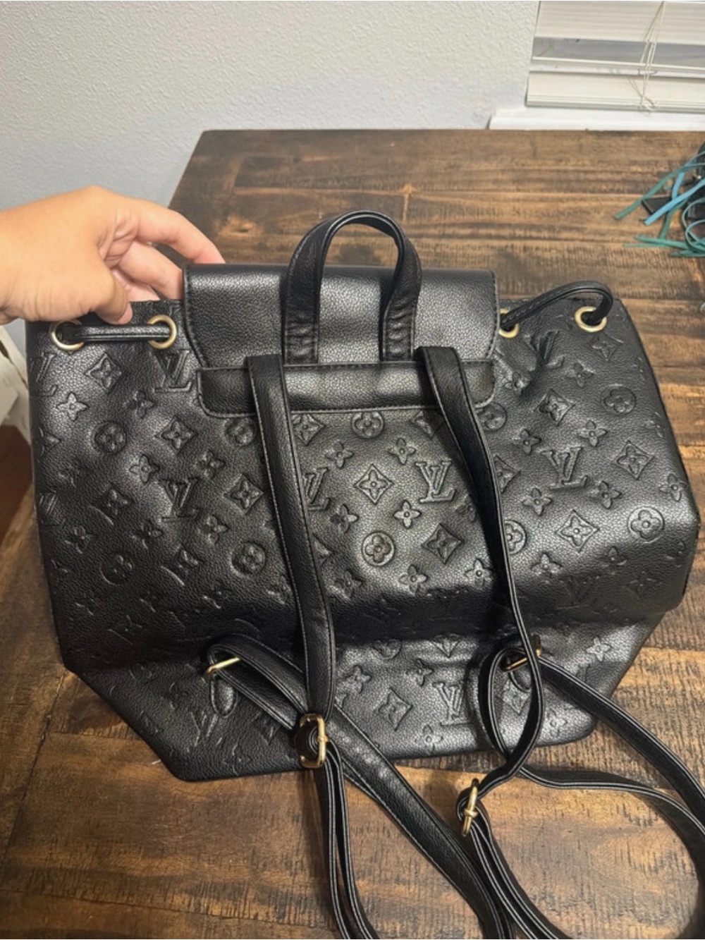 Black Embossed Monogram Backpack - Picture 2 of 4